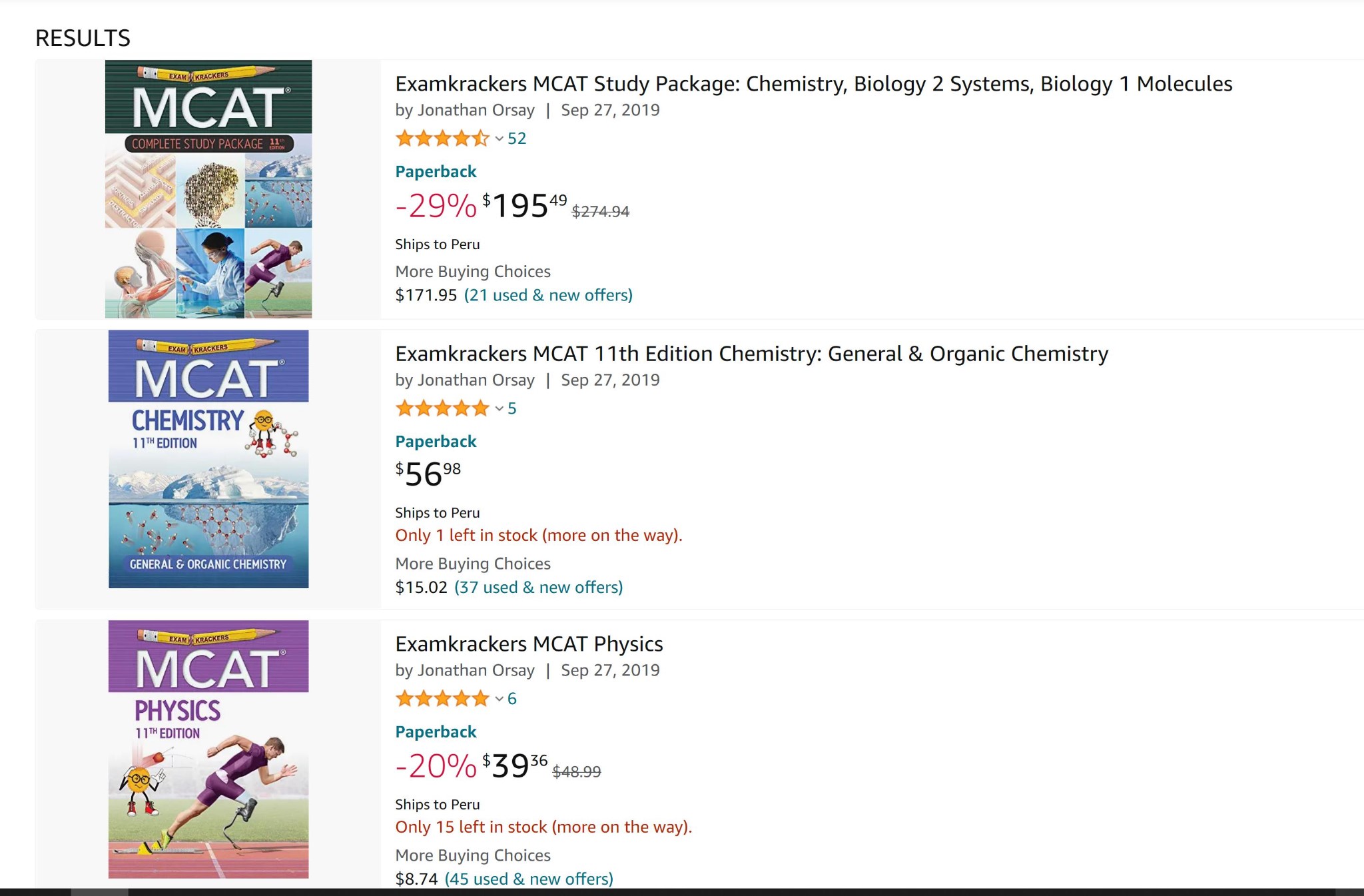 Examkrackers MCAT Books on Amazon