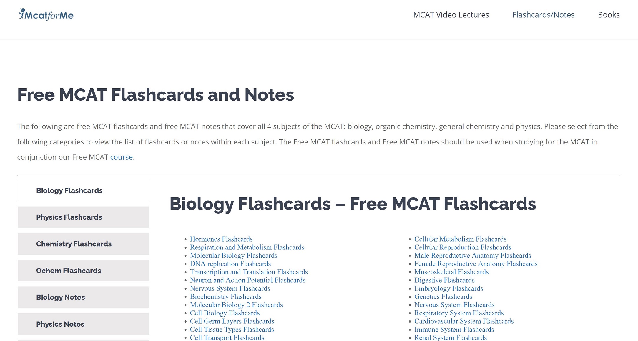 MCATforMe MCAT Flashcards