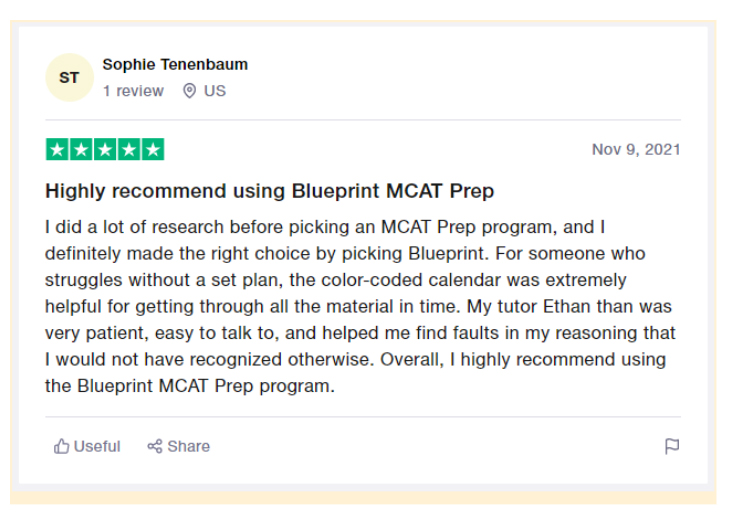 Blueprint MCAT Private Trust Tutoring Trustpilot Reviews