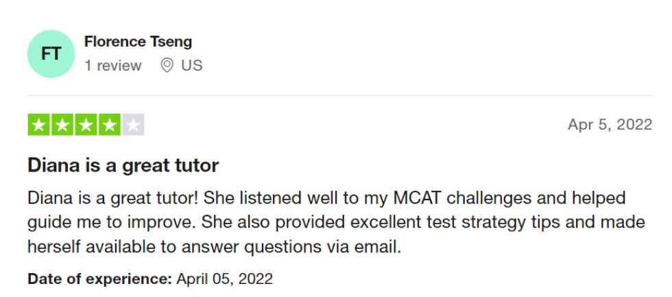 Customer Review of MCAT Mastery Tutoring Service