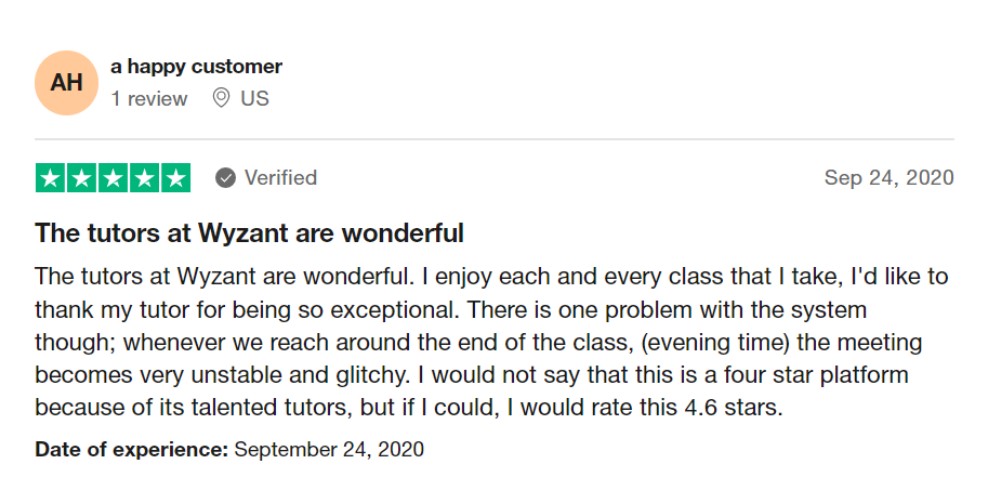 Customer Review of Wyzant Tutoring Service
