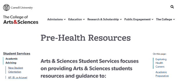 Cornell University Pre-Med Resources