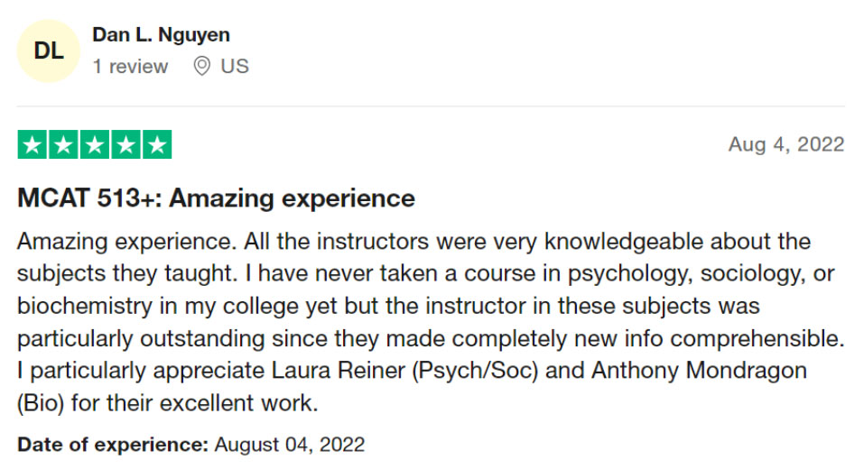Customer Review of The Princeton Review MCAT Tutoring Service