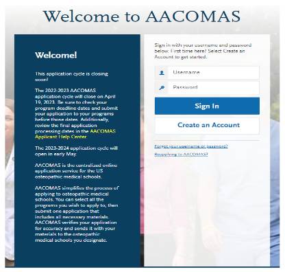 Aacomas Application Registration