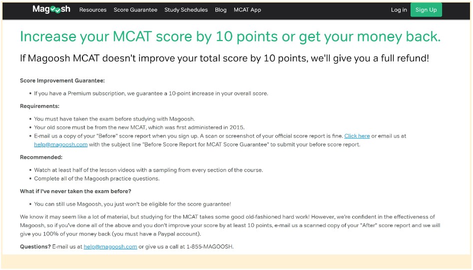 Magoosh MCAT Course Score Guarantee