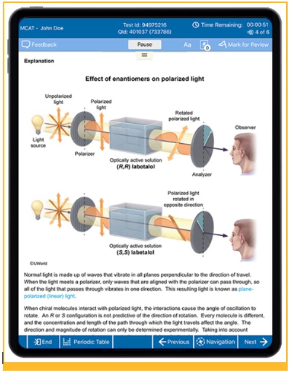 Sample Illustration and Explanation from UWorld MCAT Qbank