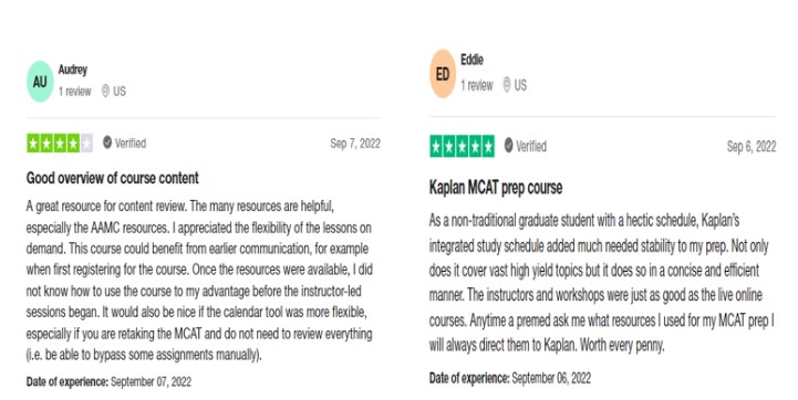 Kaplan MCAT Prep Courses Customer Reviews