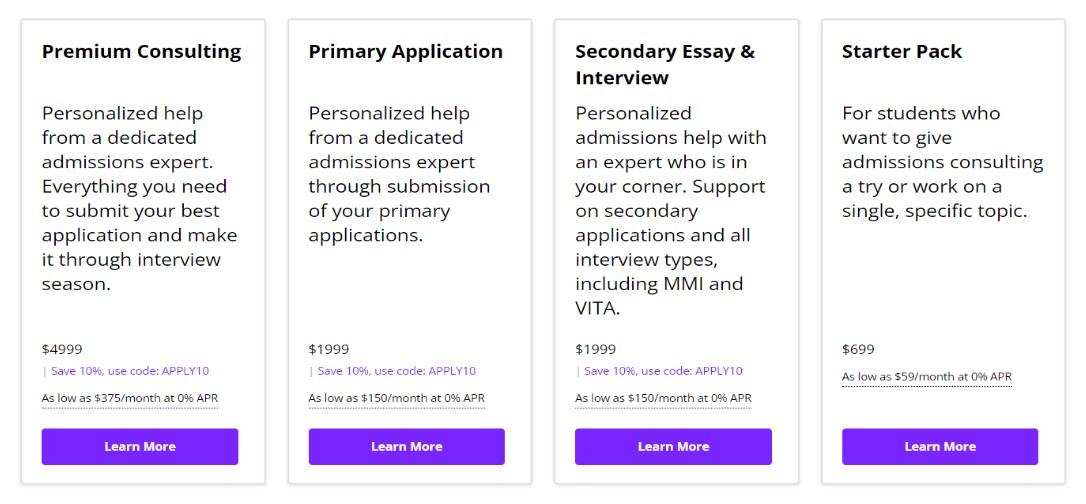 Kaplan Medical School Admissions Counseling Packages