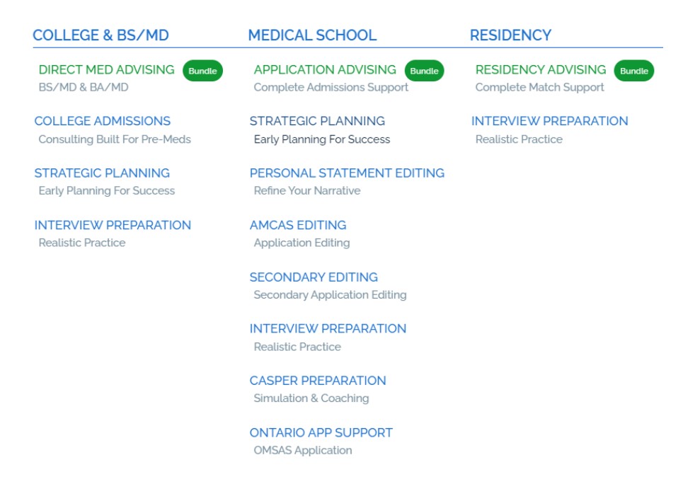 Med School Coach Medical School Admissions Counseling Packages