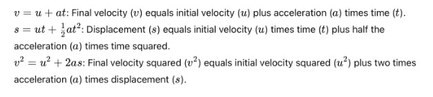 Kinematic Equations