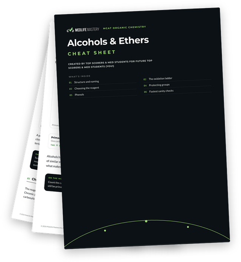 Basic Structure and Nomenclature of Alcohols and Ethers - MCAT Content 1 MCAT Alcohols and Ethers Cheat Sheet