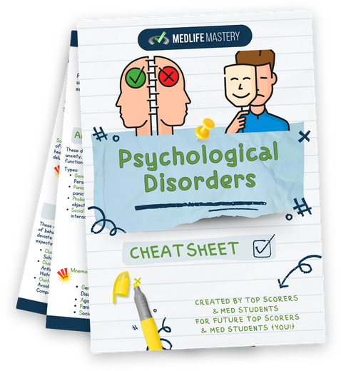 Psychological Disorders on the MCAT 1 MCAT Psychological Disorders Cheat Sheet