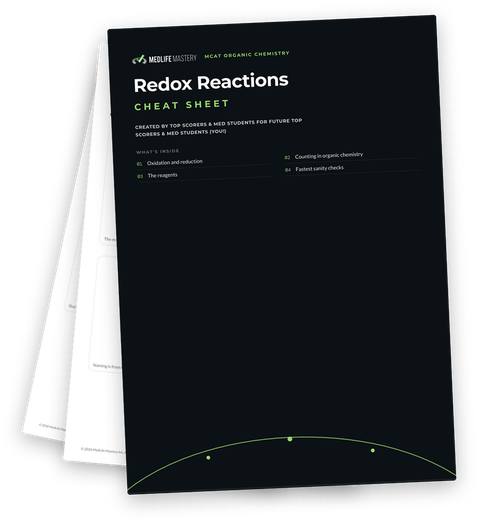 MCAT Redox Reactions (Organic Chemistry) Cheat Sheet