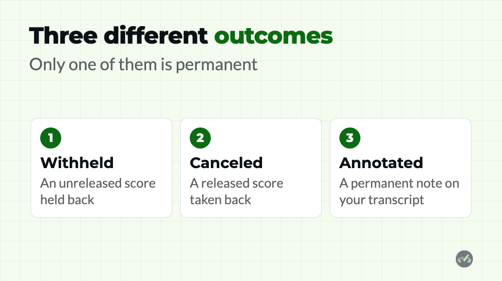 USMLE Score Invalidation 1 The three outcomes called USMLE score invalidation