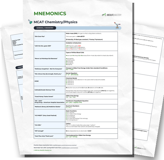MCAT Mnemonics List